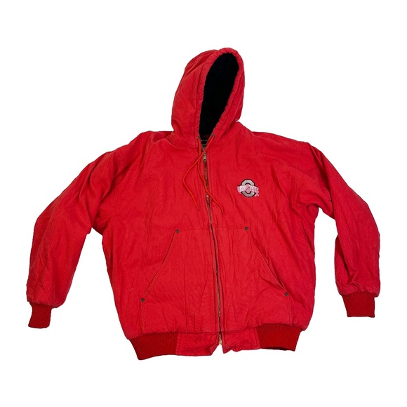 Vintage Ohio State Buckeyes Canvas Quilted Hoodie Teamworx Jacket - Picture 1 of 6